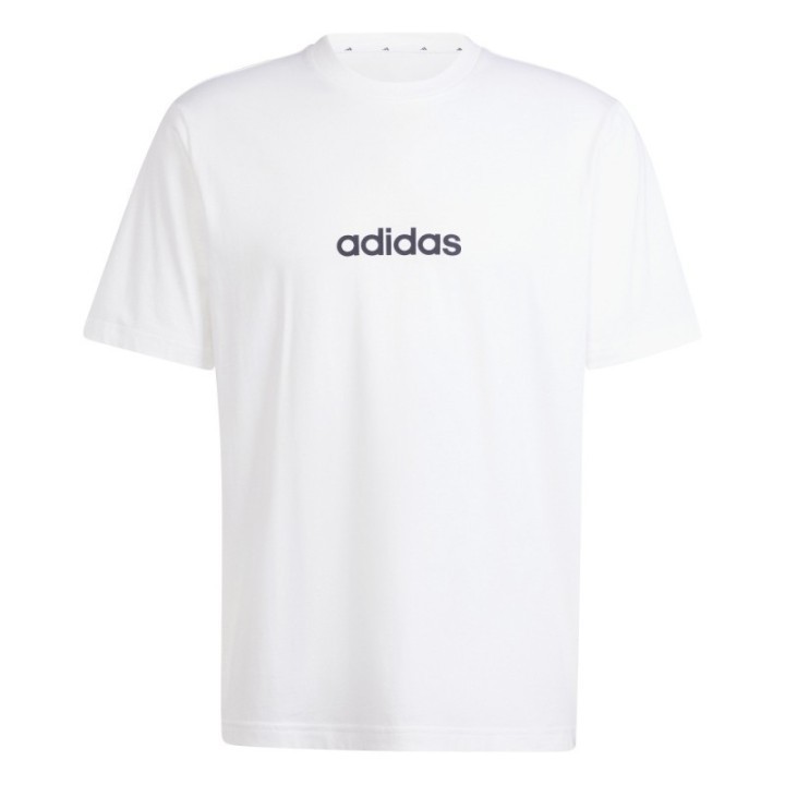 Camiseta blanca de hombre adidas con logo negro vista frontal