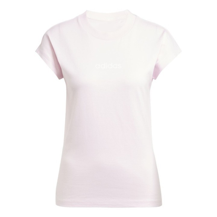 Camiseta rosa claro para mujer Adidas con logo blanco vista frontal