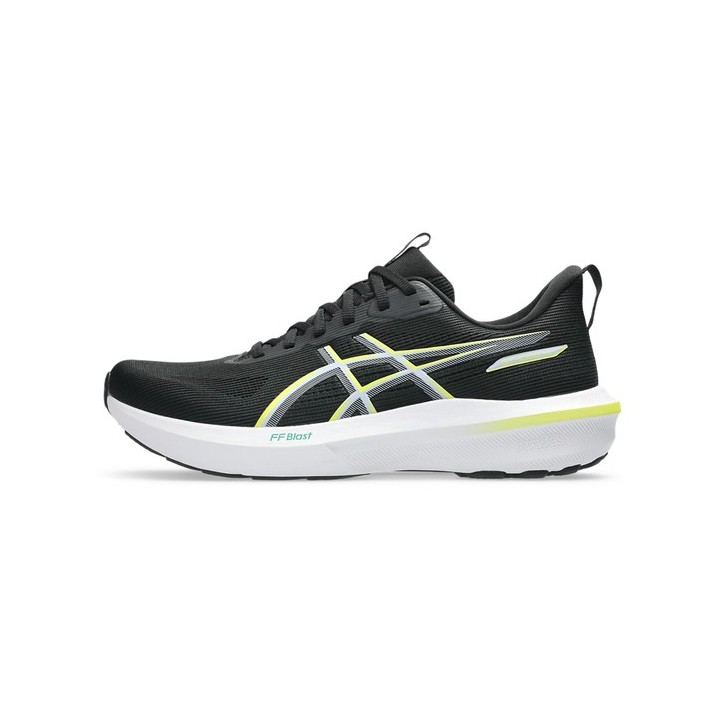 Zapatillas de running Asics para hombre negras con detalles citron vista lateral