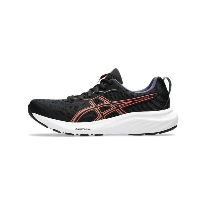 Zapatillas Asics para mujer negras con detalles coral vista lateral