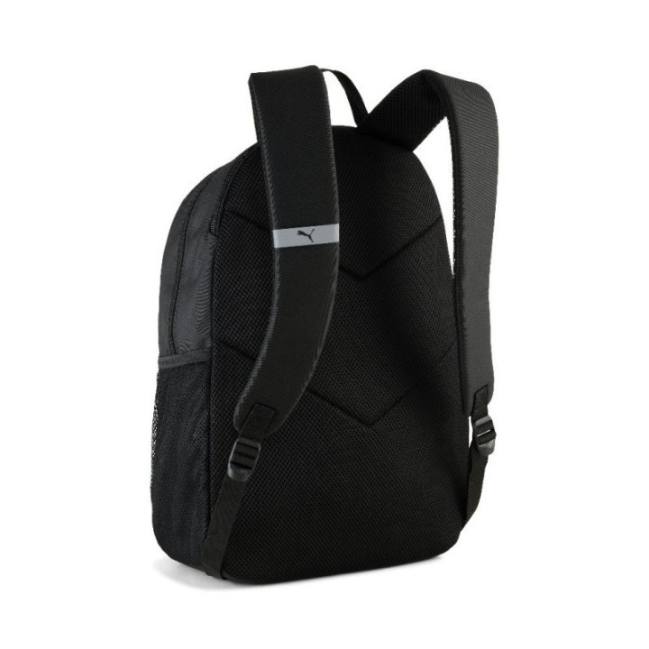 Mochila negra Puma unisex vista trasera con respaldo y tirantes acolchados en malla