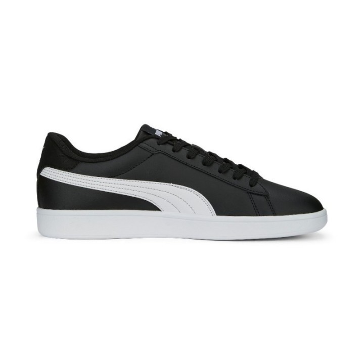 Zapatillas Puma Smash negras con franja blanca para hombre vista lateral