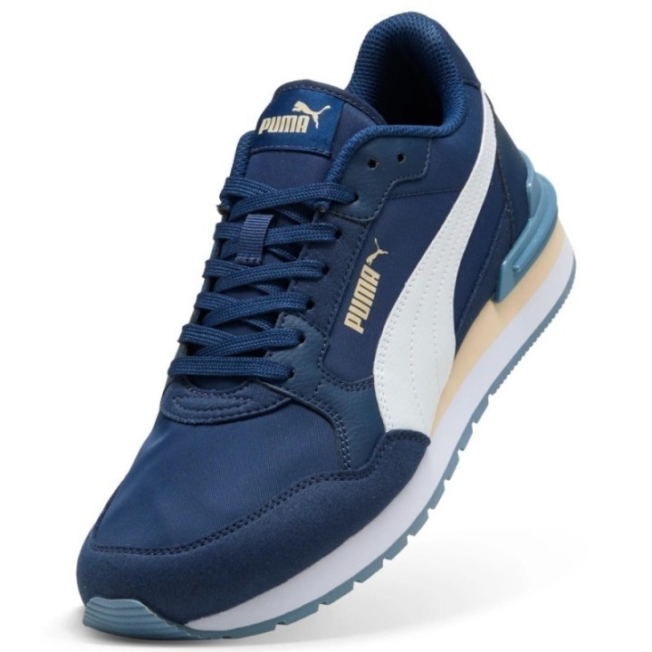 Zapatillas Puma ST Runner v4 para hombre en azul marino con franja blanca