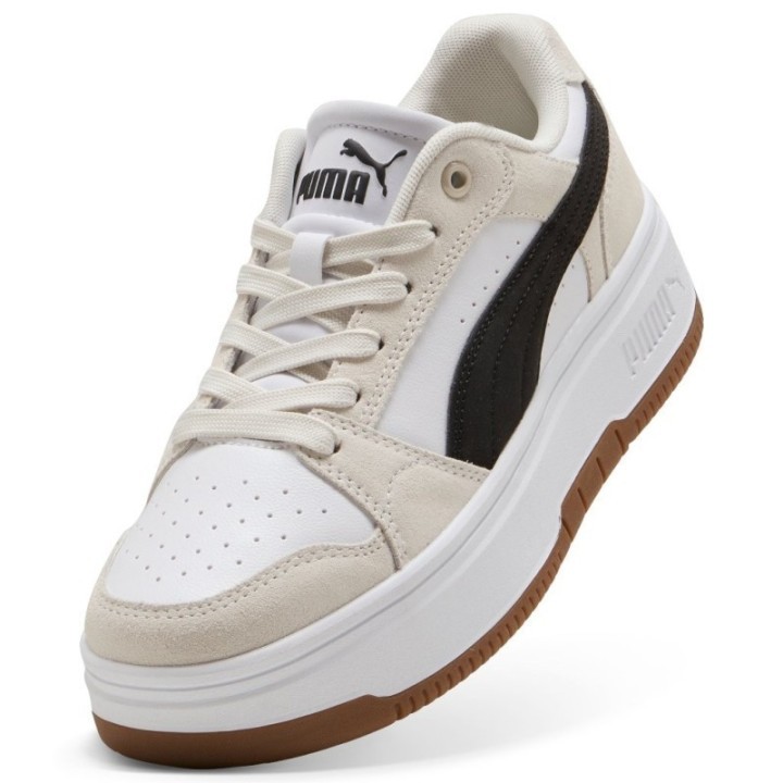 Zapatillas Puma para mujer en blanco y beige vista frontal