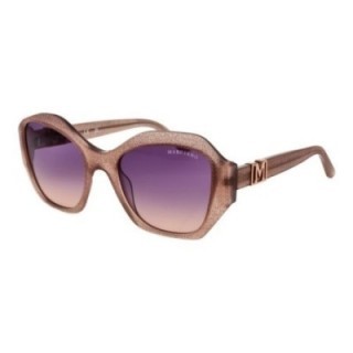 Gafas de sol de acetato color natural para mujer Marciano by Guess vista lateral con lentes moradas degradadas