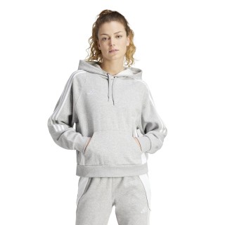 Sudadera Adidas Tiro24 con capucha gris blanco vista frontal