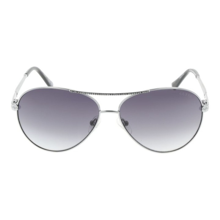 Gafas de sol Guess para mujer metálicas plateadas con lentes azules degradadas vista frontal