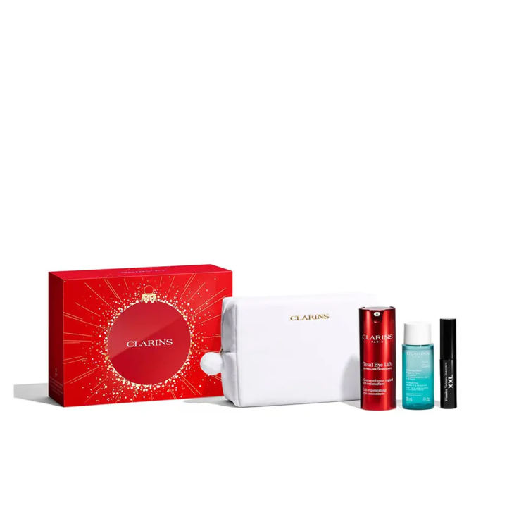 Contorno de ojos Total Eye Lift de Clarins en envase rojo vista frontal todo