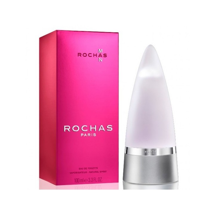 Perfume Rochas Man eau de toilette para hombre frasco blanco vista frontal
