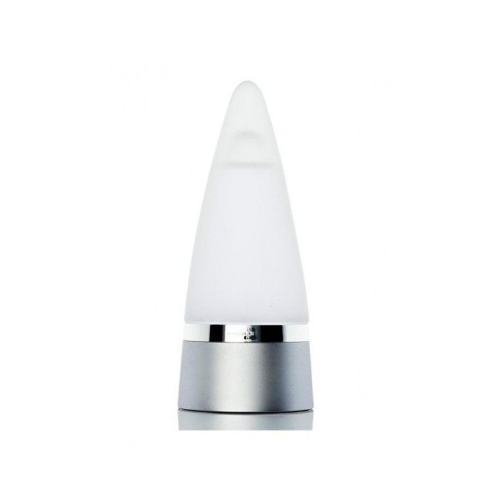 Perfume Rochas para hombre en frasco cónico blanco con base plateada vista frontal