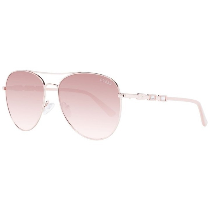 Gafas de sol aviador metálicas oro rosa para mujer Guess polarizadas vista lateral