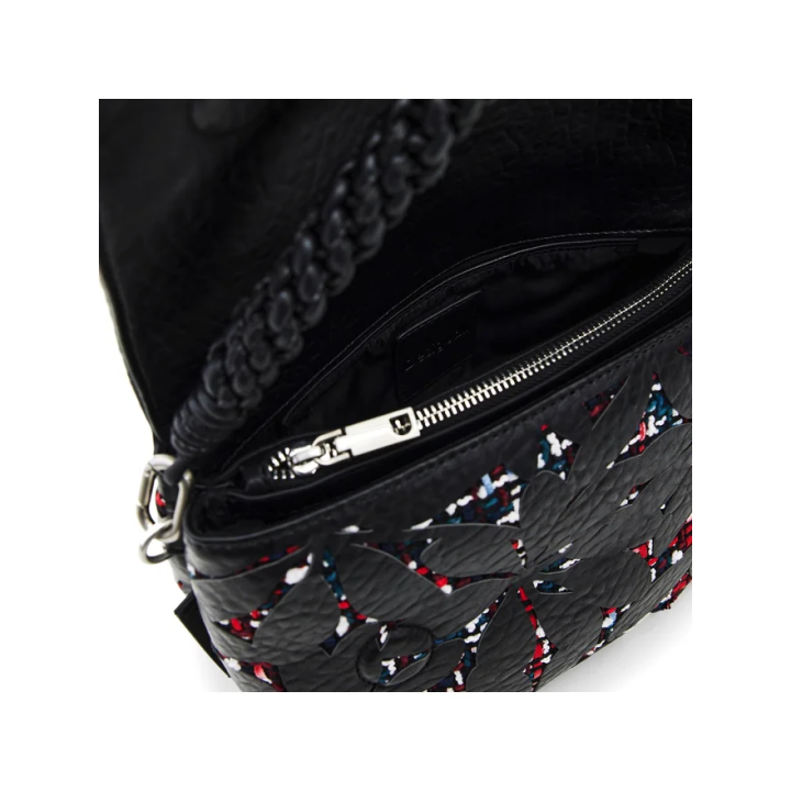 Desigual Bolso negro estilo rock de polietileno