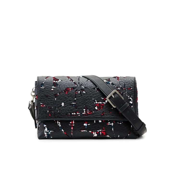 Desigual Bolso negro estilo rock de polietileno