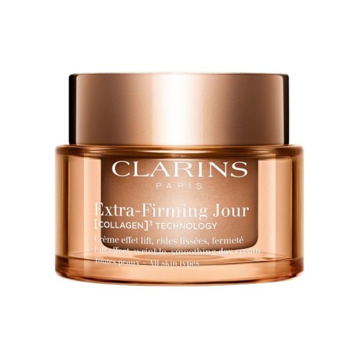 Crema facial Extra-Firming SPF15 de Clarins en tarro bronce vista frontal