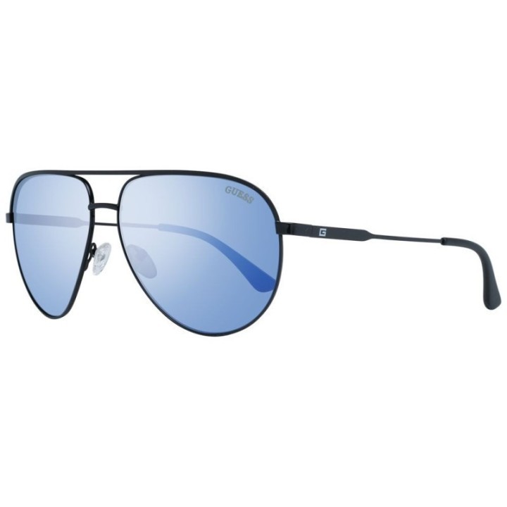 Gafas de sol aviador metálicas negras para hombre Guess vista lateral