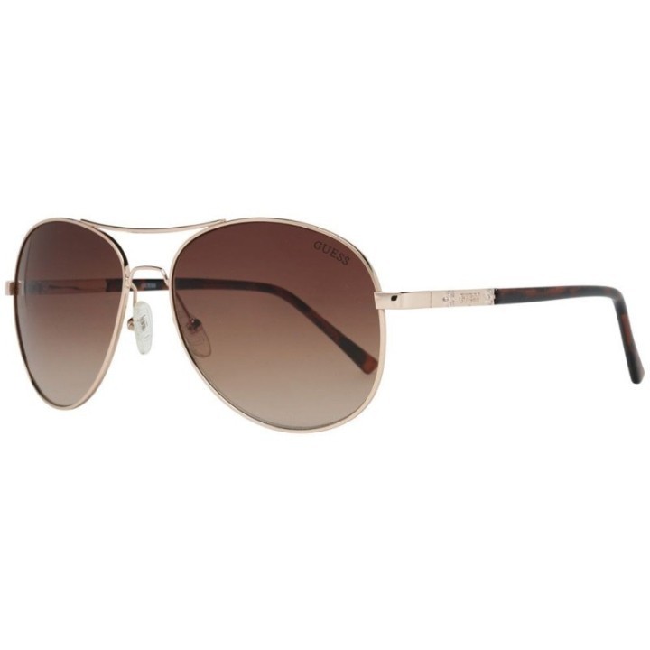Gafas de sol aviador Guess para mujer de metal dorado vista lateral