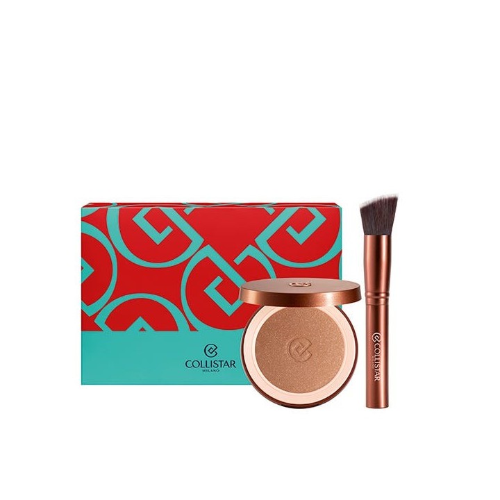 Estuche de polvos bronceadores Collistar Terra tono 09 con brocha kabuki