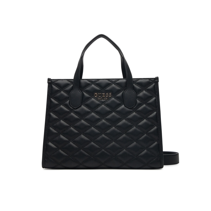 bolso shopper negro de polietileno para mujer Guess vista frontal