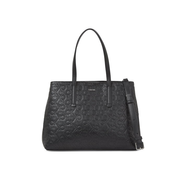 bolso shopper negro de poliester reciclado para mujer Calvin Klein vista frontal