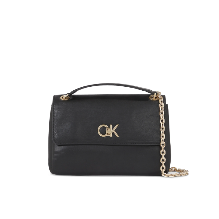 Bolso Calvin Klein de poliéster con broche de logo negro