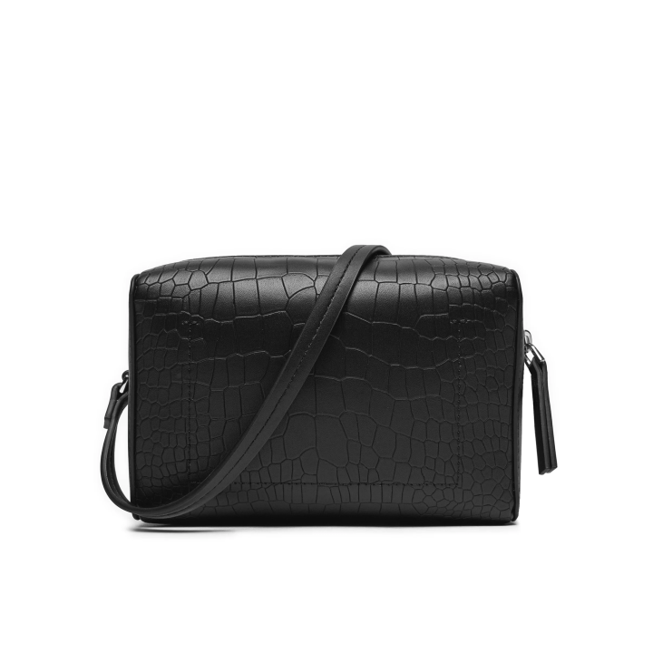 Bolso Calvin Klein de poliéster con estampado de logo negro vista dorsal