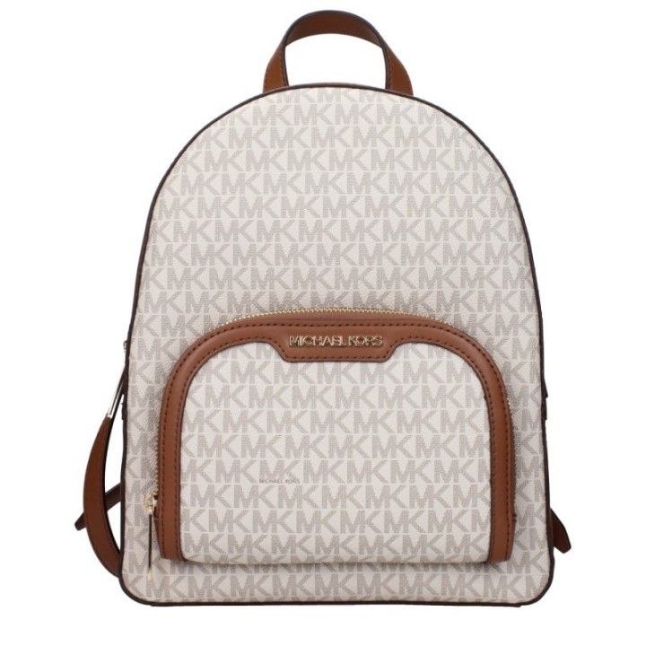 Mochila para mujer Michael Kors beige con monograma