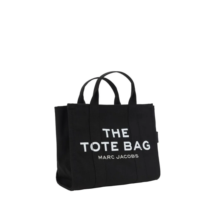 Bolso Marc Jacobs The Tote Bag negro con lettering blanco frontal