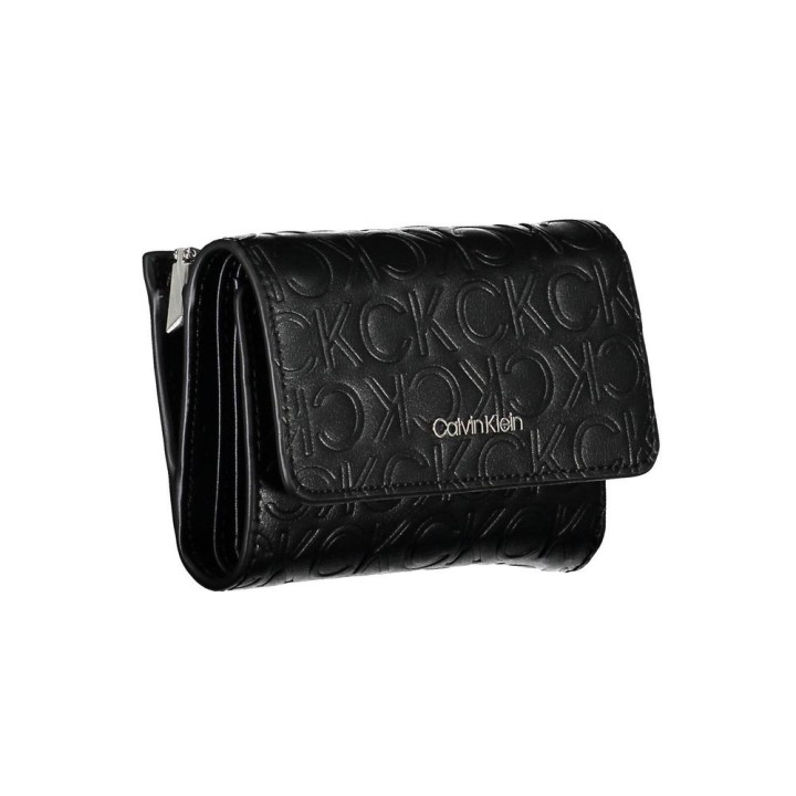 Billetera Calvin Klein mujer de cuero con logotipo en relieve negra