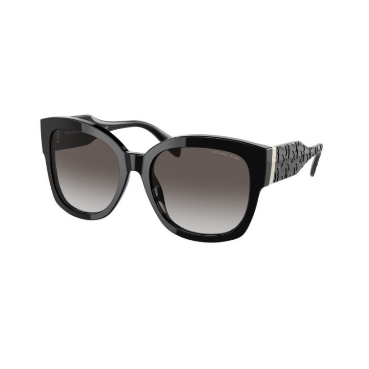 Gafas de sol Michael Kors Baja rectangulares negro y gris vista frontal