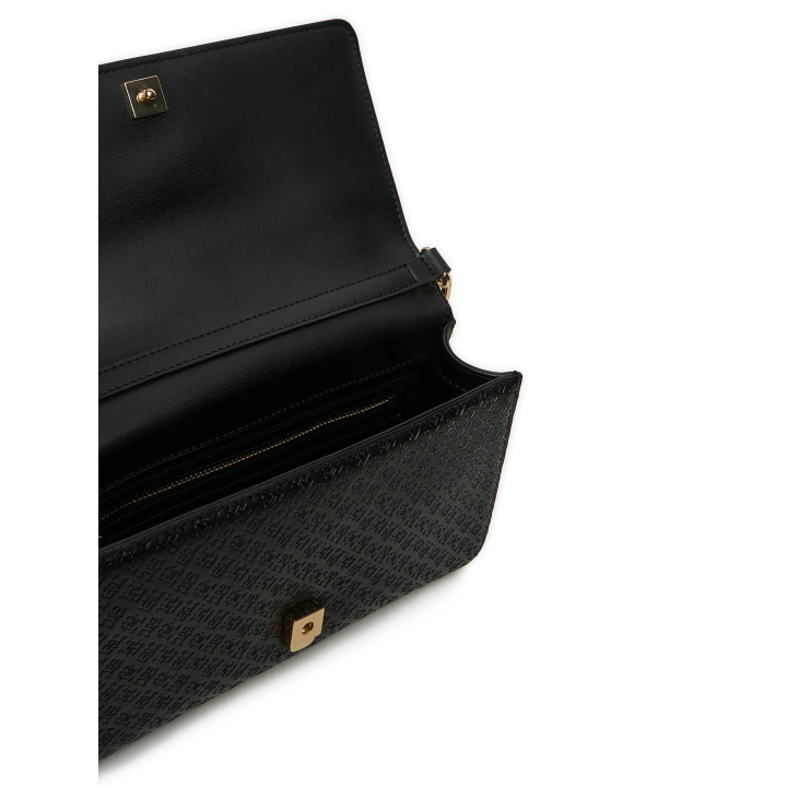 bolso negro de polietileno para mujer Tommy Hilfiger vista interior con asa corta y bandolera desmontable
