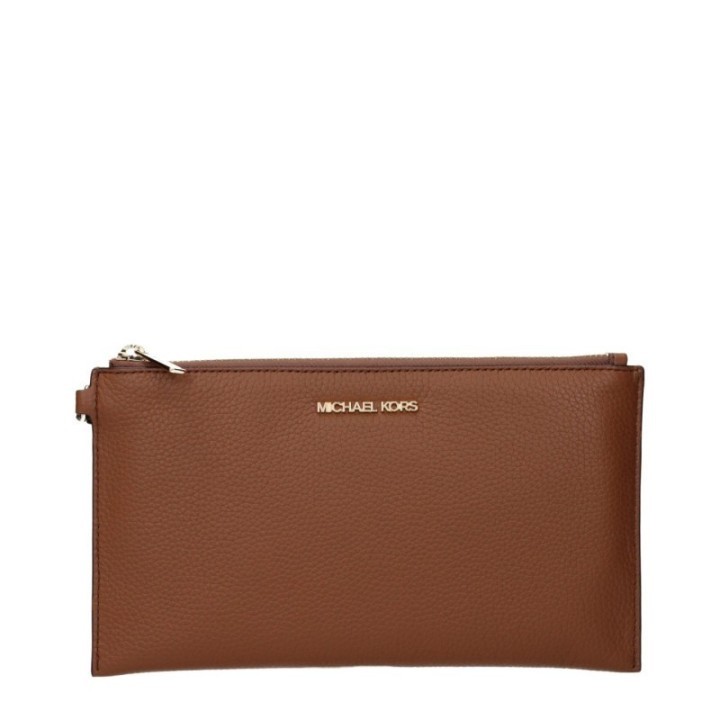 Clutch de piel marrón para mujer Michael Kors vista frontal