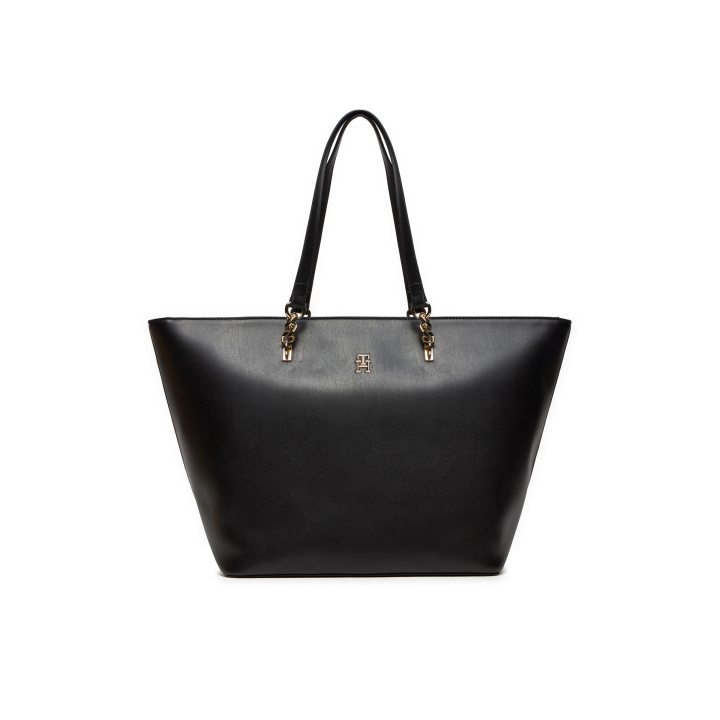 bolso tote negro de polietileno para mujer Tommy Hilfiger vista frontal