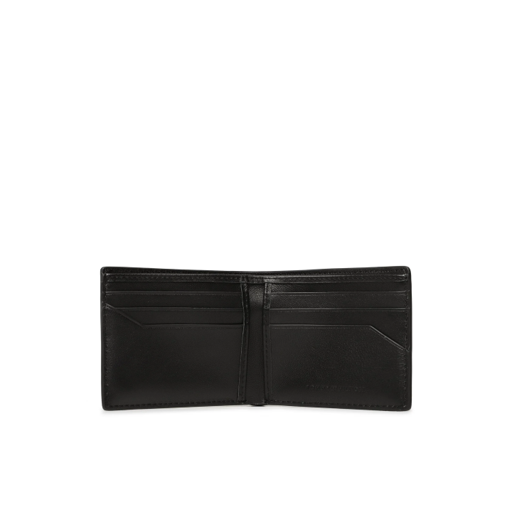 Cartera de piel negra para hombre Tommy Hilfiger vista interior con logo metálico