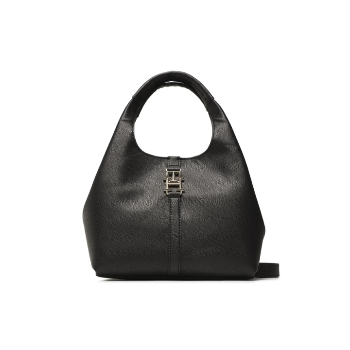 bolso hobo de polietileno negro para mujer Tommy Hilfiger vista frontal