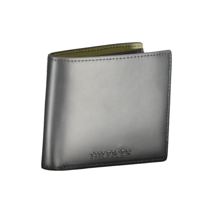 Cartera Tommy Hilfiger de piel negra moderna detalle