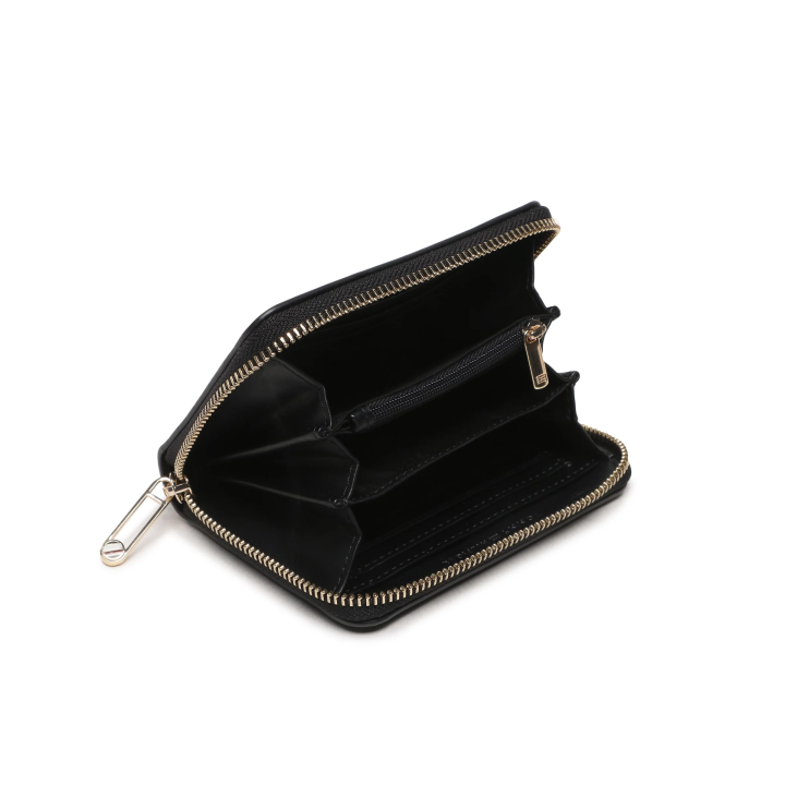Cartera negra de polietileno para mujer Tommy Hilfiger vista interior con logo y cierre de cremallera