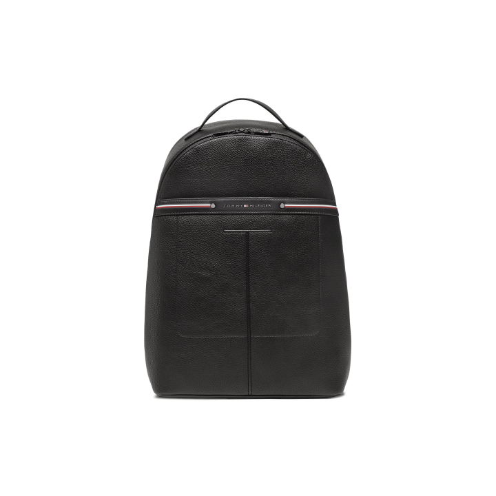 Mochila Tommy Hilfiger de polietileno negra con bolsillos exteriores