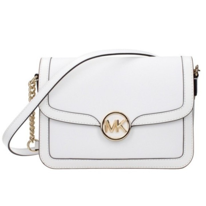 Bandolera Michael Kors de piel blanca vista frontal