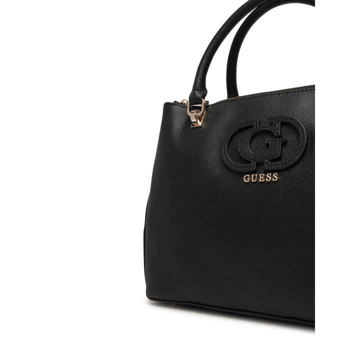Cartera Guess Laurel II de polietileno negra vista frontal detalle