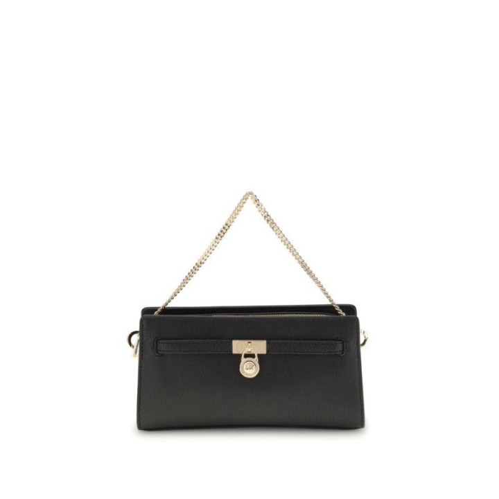 bolso de hombro negro de piel para mujer Michael Kors vista frontal
