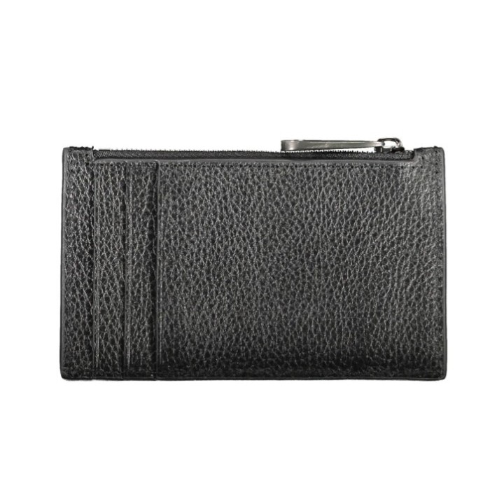 Cartera negra segura con cremallera vista dorsal