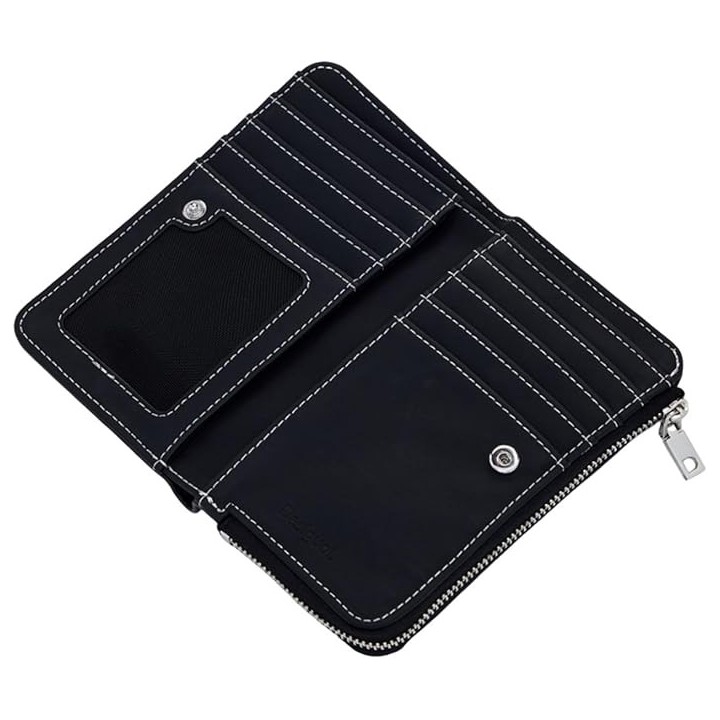 Cartera negra con estampado blanco para mujer Desigual  con cremallera vista interior
