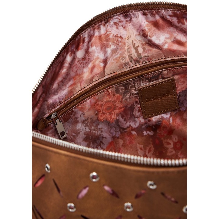 Bolso Desigual Yankee Leiria Mini de polietileno marrón detalle