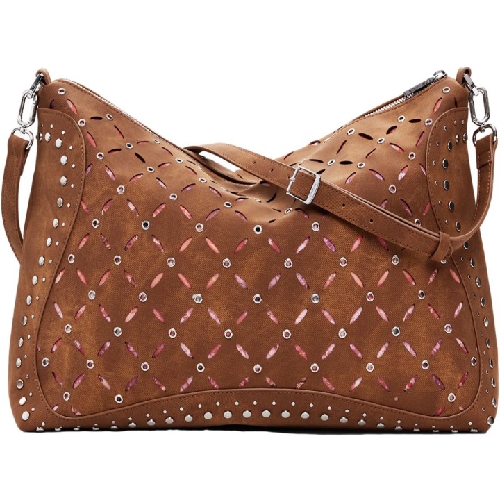 Bolso Desigual Yankee Leiria Mini de polietileno marrón detalle exterior