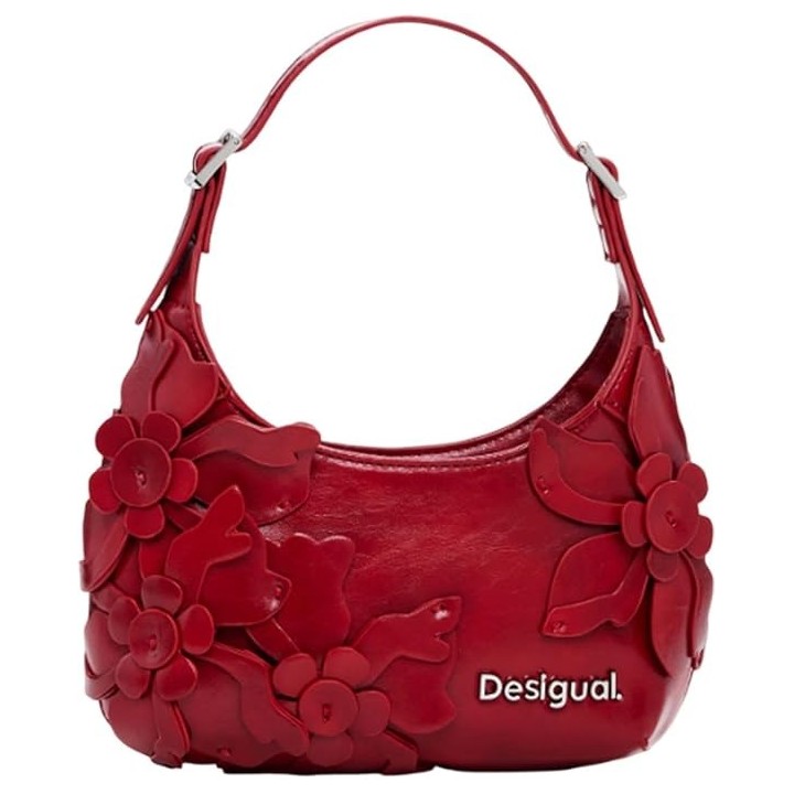 bolso de hombro rojo de polietileno para mujer Desigual vista frontal
