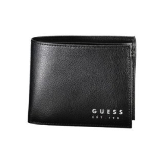 Cartera de piel negra para hombre Guess vista frontal