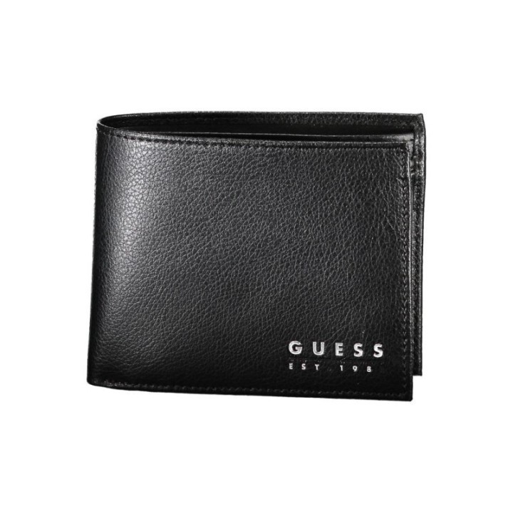 Cartera de piel negra para hombre Guess vista frontal