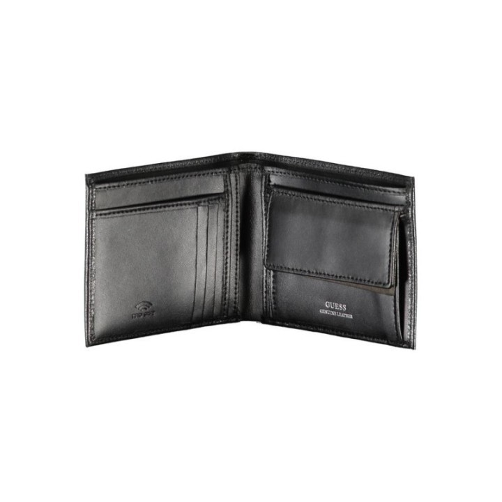 Cartera de piel negra Guess para hombre vista interior