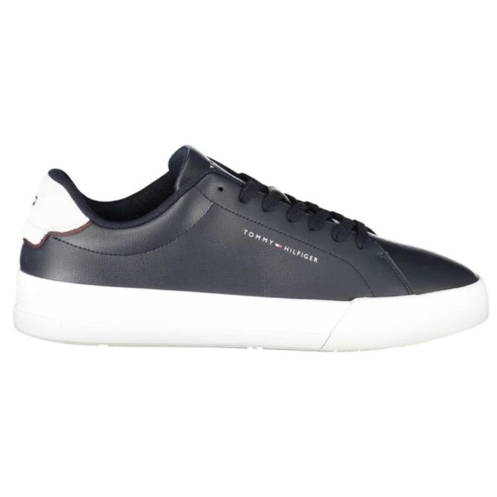 Zapatillas para hombre Tommy Hilfiger azul polyester con suela blanca vista lateral