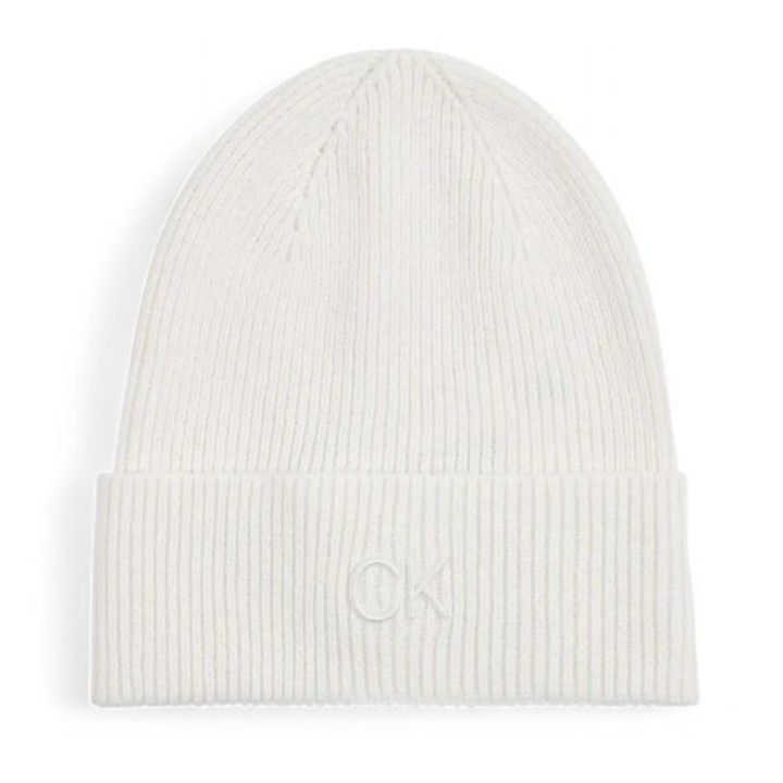 Gorro de punto blanco para mujer Calvin Klein en algodón orgánico